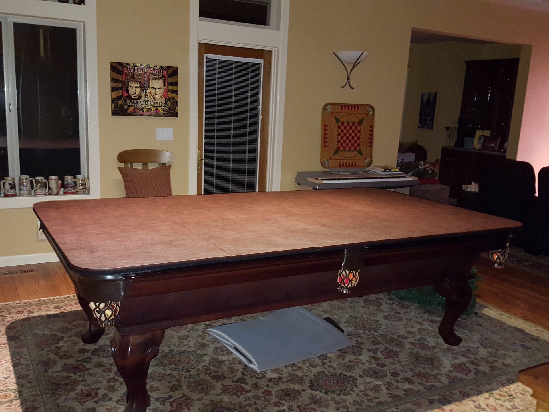 woodem cover to turn pool table into kitchen table