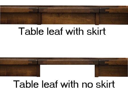 Table Leaf with and Without Skirt