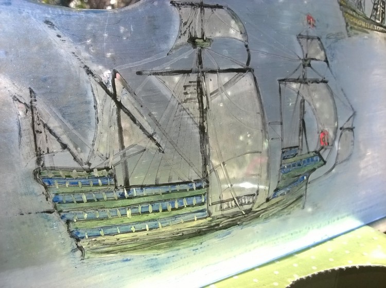 sailing ship glass painting portugese