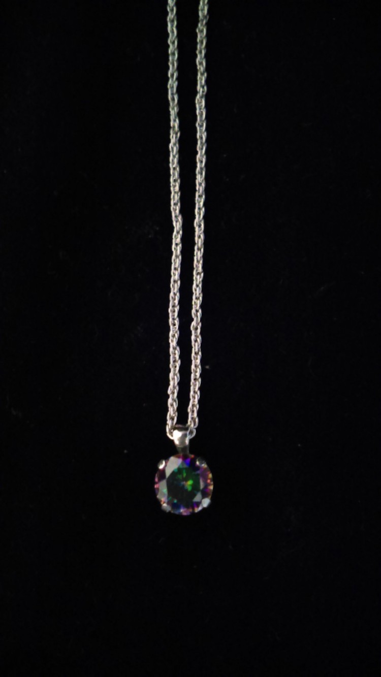 3/4”X1/4” Amethyst Sterling Silver Pendant on 16 3/4” Long Sterling Silver Chain