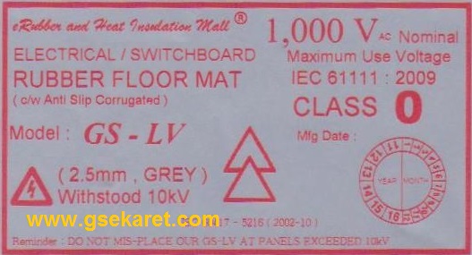 Model : GS-LV Low Voltage Insulation Rubber Mat Indonesia
