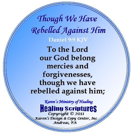 THOUGH WE HAVE REBELLED AGAINST HIM DNAIEL 9.9 KJV ROUND BLUE