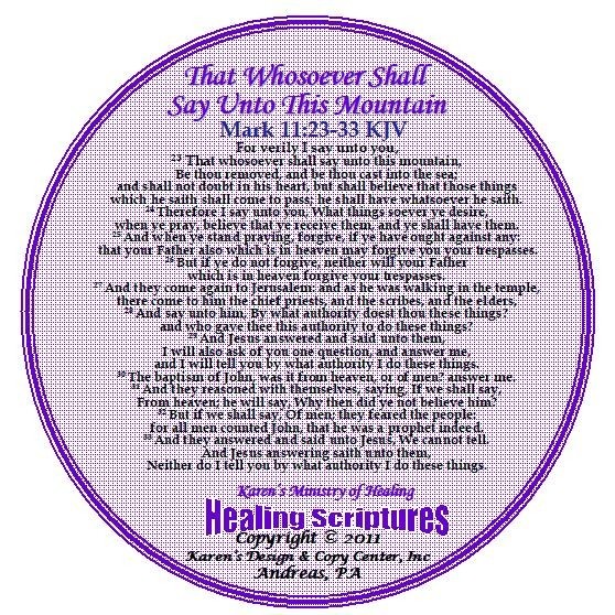 THAT WHOSOEVER SHALL SAY UNTO THIS MOUNTIAN MARK 11.22 TO 33 KJV ROUND PURPLE