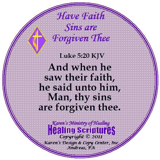 HAVE FAITH SINS ARE FORGIVEN THEE LUKE 5.20 KJV ROUND PURPLE