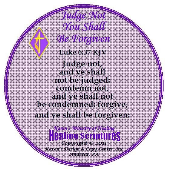 JUDGE NOT YOU SHALL BE FORGIVEN LUKE 6.37 KJV ROUND PURPLE