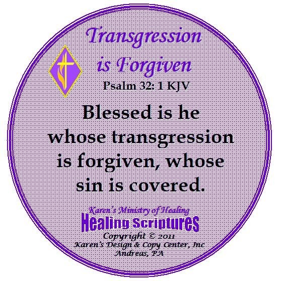 TRANSGRESSION IS FORGIVEN PSALM 32.1 KJV ROUND PURPLE