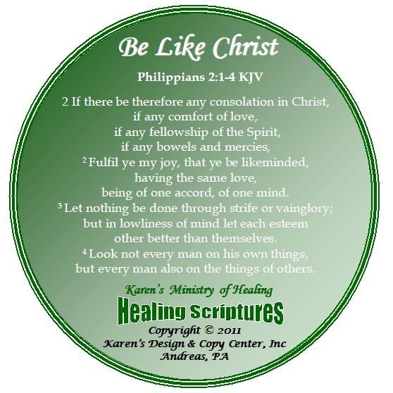 BE LIKE CHRIST PHILIPPIANS 2. 1 TO 4 KJV GREEN ROUND