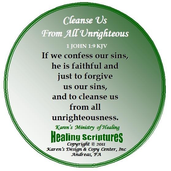 CLEANSE US FROM ALL UNRIGHTEOUSNESS 1 JOHN 1.9 KJV ROUND GREEN8