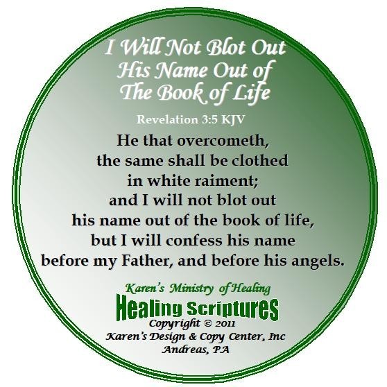 I WILL BLOT OUT HIS NAME OUT OF THE BOOK OF LIFE REVELATION 3.5 KJV ROUND GREEN