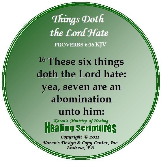 THINGS DOTH THE LORD HATE PROVERBS 6.16 KJV ROUND GREEN