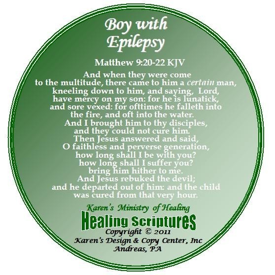 BOY WITH EPILEPSY MATTHEW 9. 20 TO 22 KJV ROUND GREEN KJV  8X8