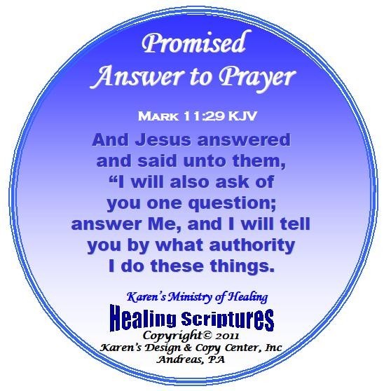 PROMISED ANSWER TO PRAYER MARK 11.29 KJV ROUND BLUE