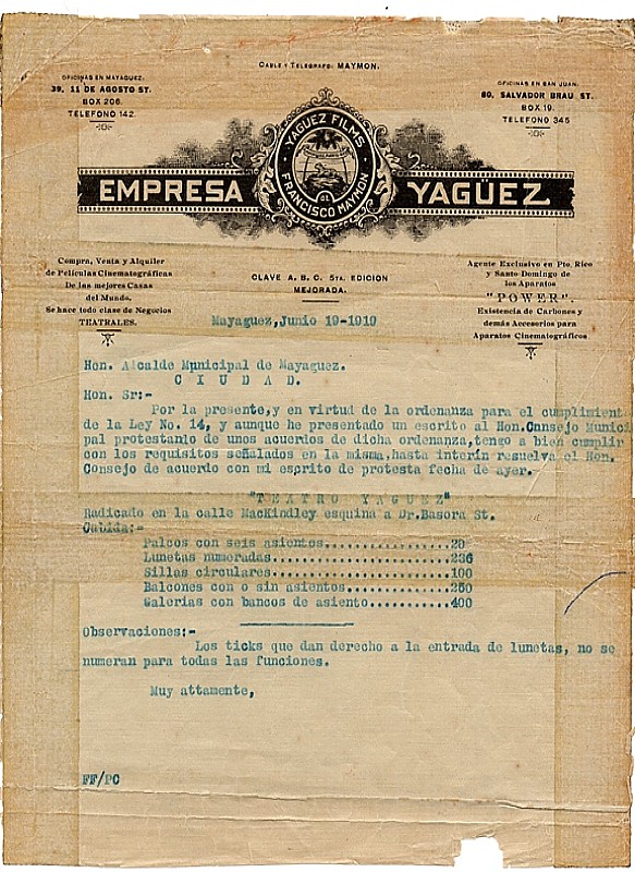 Reporte Al Alcalde Junio 19, 1919 - Colección Maymón