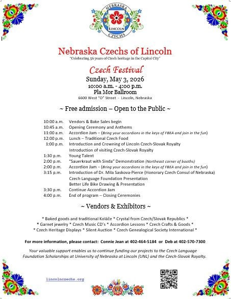 flyer for Nebraska Czechs of Lincoln's Festival