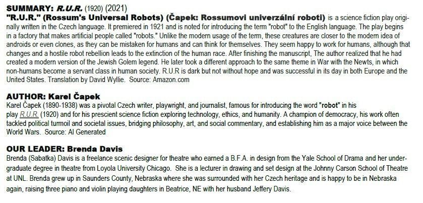 RUR novel intro and Davis leading discussion