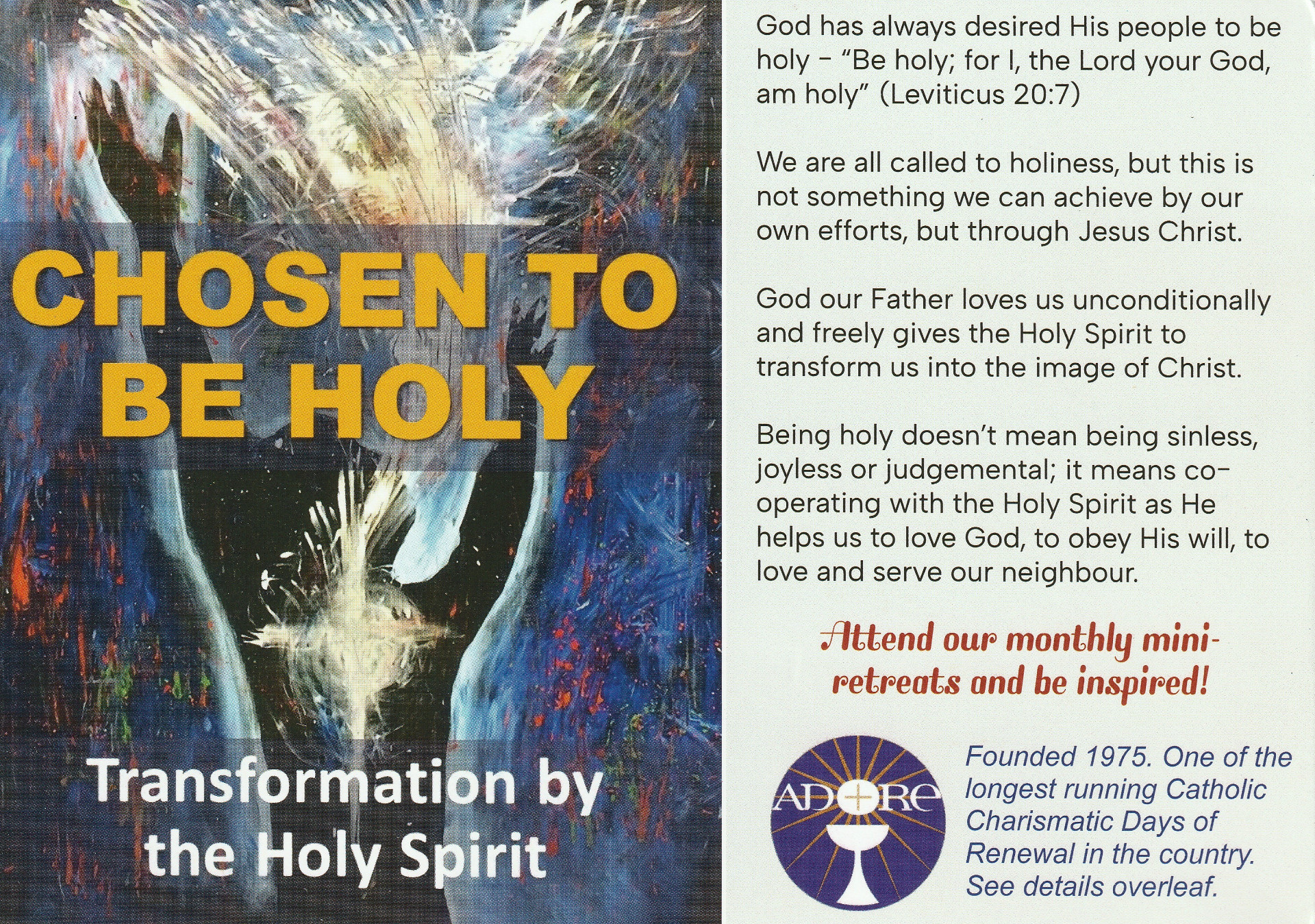 ADORE 2024 Spiritual Renewal Programme Theme Chosen To Be Holy   2024 Card Front 