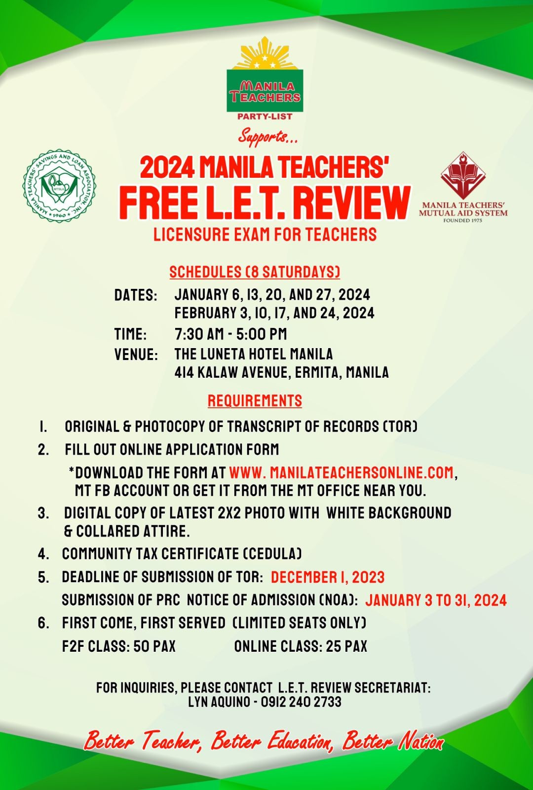 PROJECT LET REVIEW POSTER 2024